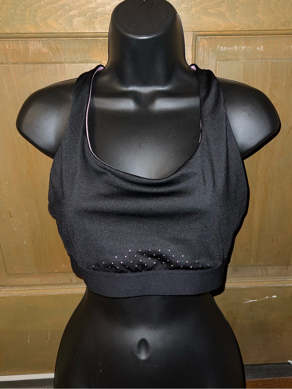 Champion Black Sports Bra Razorback Activewear Sporty Purple Lining Size XL